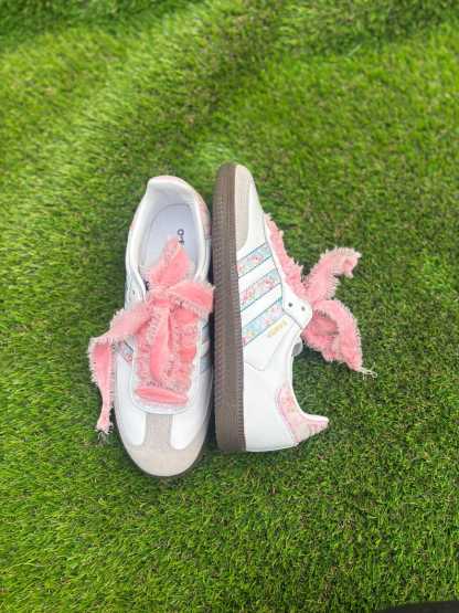 Custom Floral Samthtba OG Sneakers: Coquette core Velvet Lace Shoes