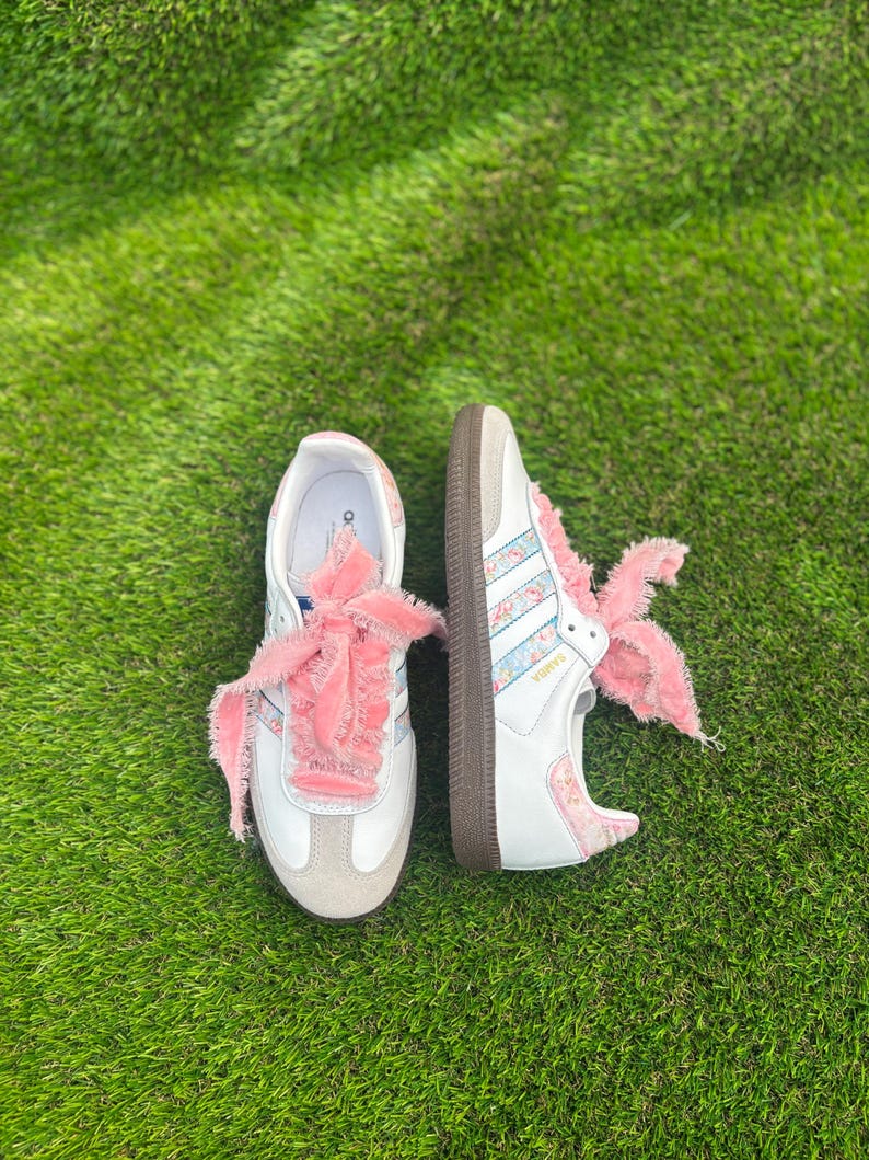 Custom Floral Samthtba OG Sneakers: Coquette core Velvet Lace Shoes