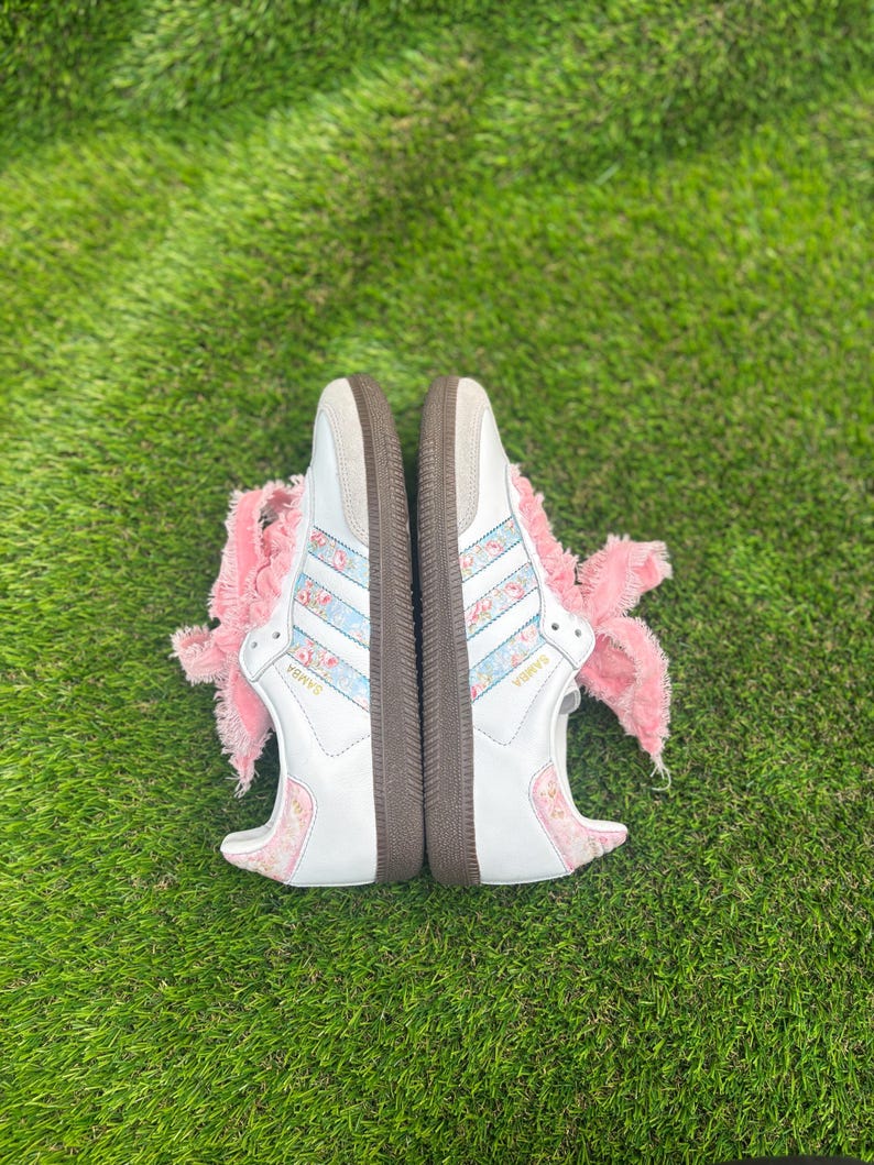 Custom Floral Samthtba OG Sneakers: Coquette core Velvet Lace Shoes