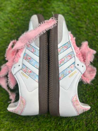 Custom Floral Samthtba OG Sneakers: Coquette core Velvet Lace Shoes