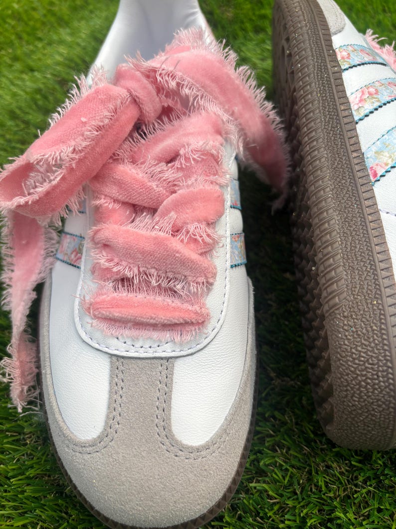 Custom Floral Samthtba OG Sneakers: Coquette core Velvet Lace Shoes