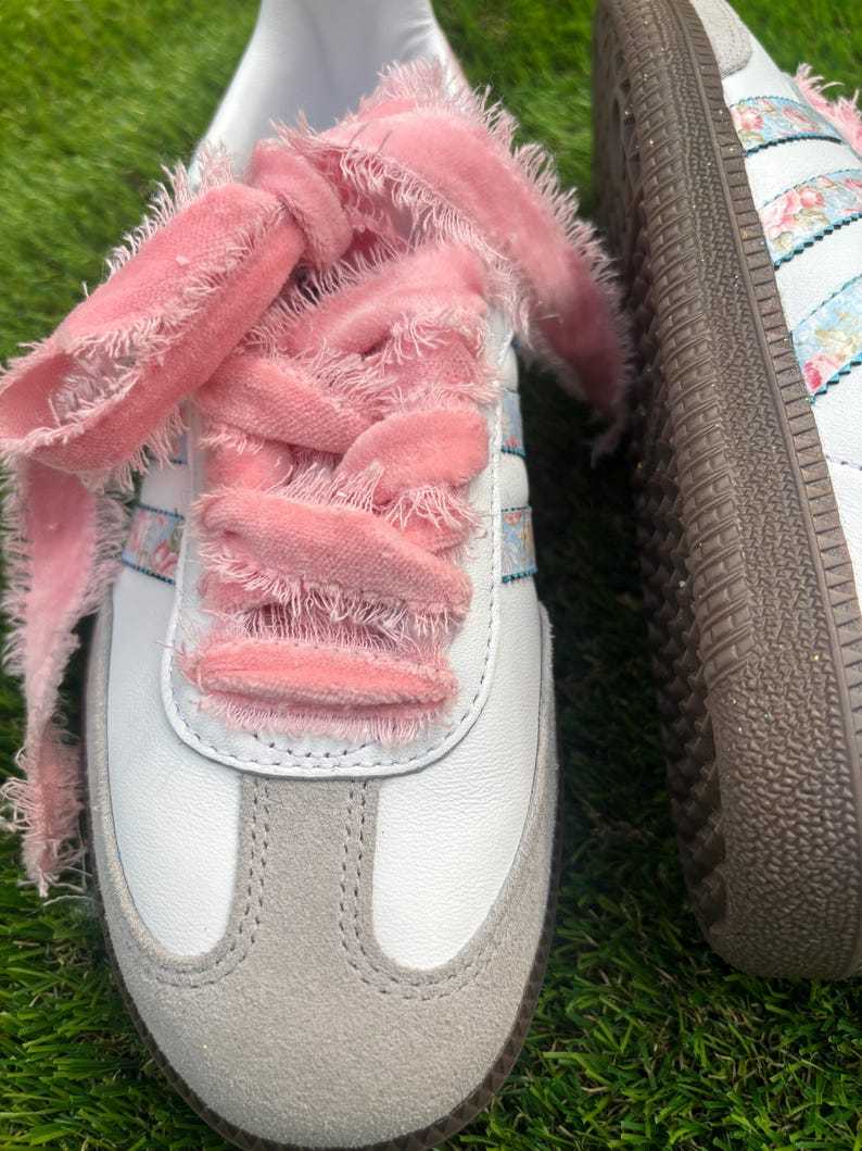 Custom Floral Samthtba OG Sneakers: Coquette core Velvet Lace Shoes