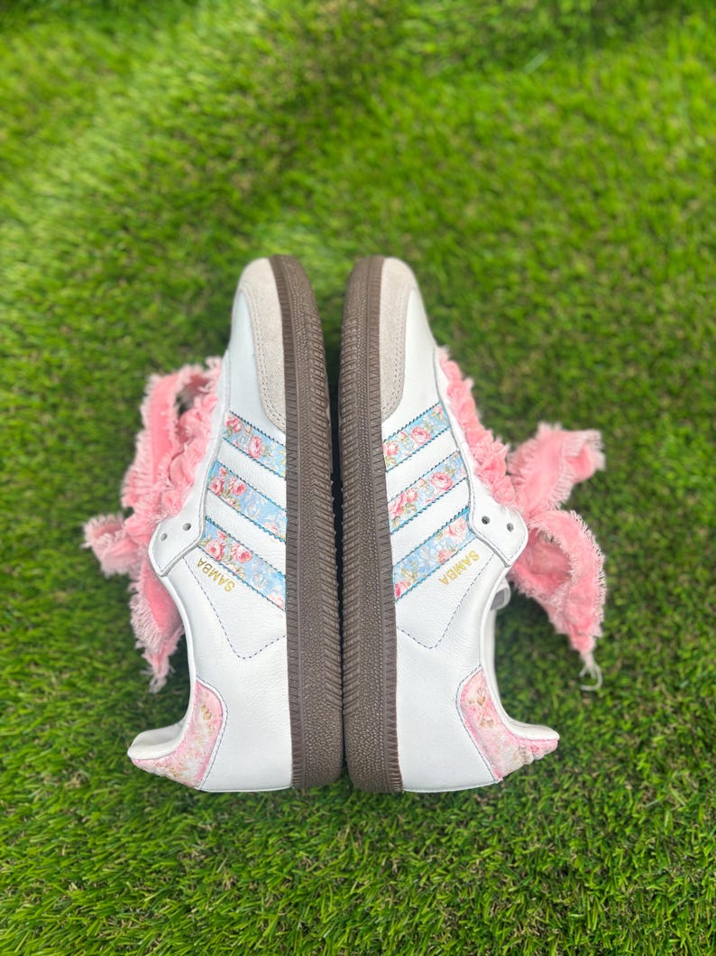 Custom Floral Samthtba OG Sneakers: Coquette core Velvet Lace Shoes