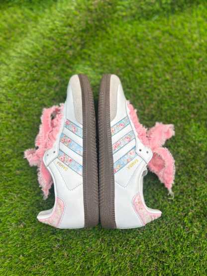 Custom Floral Samthtba OG Sneakers: Coquette core Velvet Lace Shoes