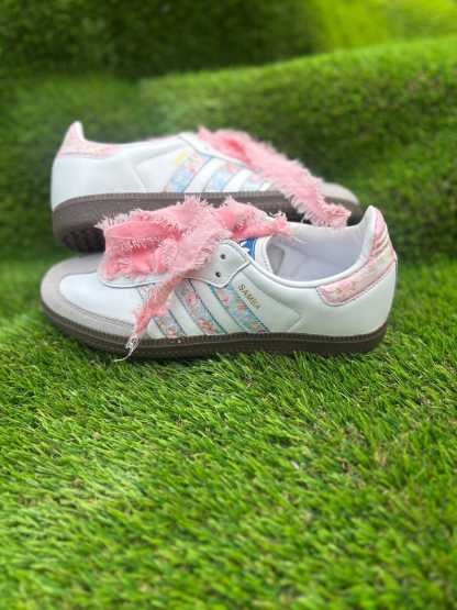 Custom Floral Samthtba OG Sneakers: Coquette core Velvet Lace Shoes