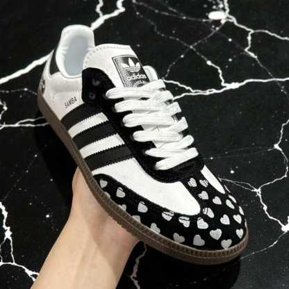 Custom Samthtba-Style Sneakers — Black & white Heart Valentine Design