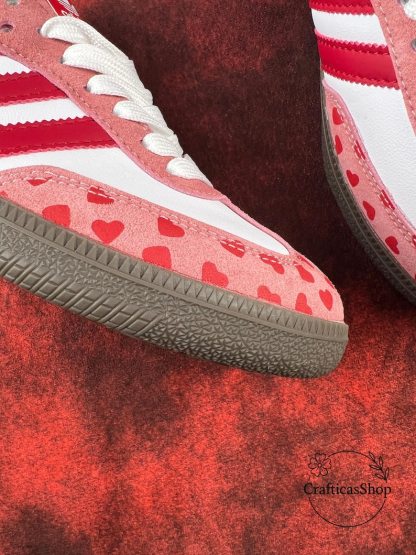 Samthtba Vintage Valentine Edition – Custom Red & Pink Heart Shoes – Romantic Streetwear Trainers