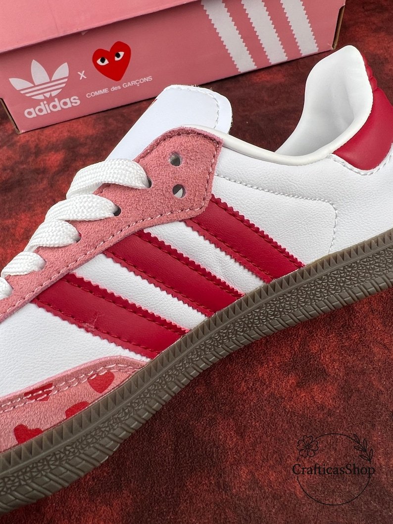 Samthtba Vintage Valentine Edition – Custom Red & Pink Heart Shoes – Romantic Streetwear Trainers