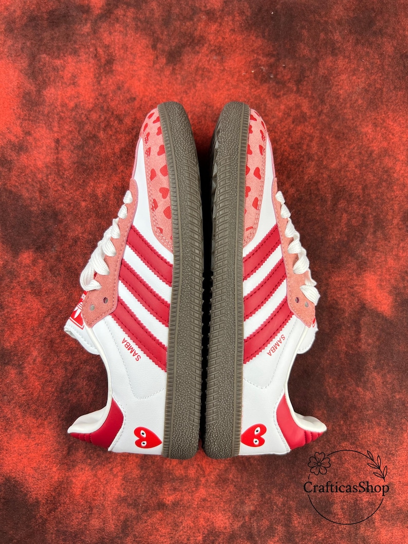 Samthtba Vintage Valentine Edition – Custom Red & Pink Heart Shoes – Romantic Streetwear Trainers