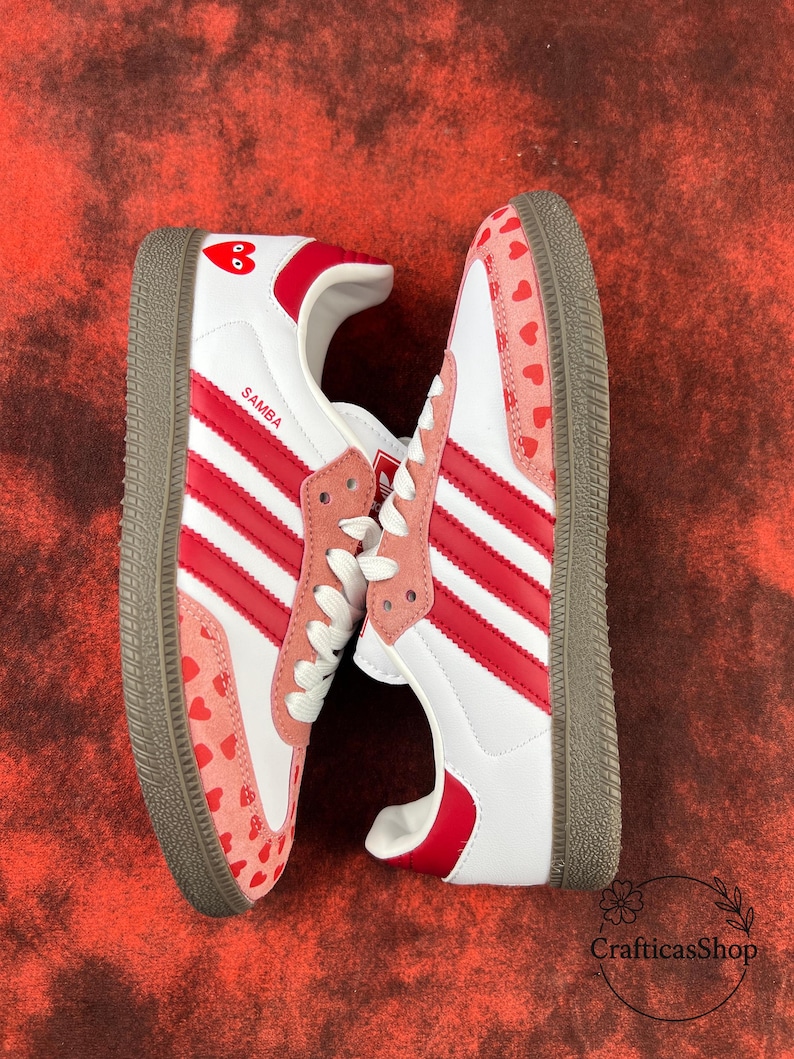 Samthtba Vintage Valentine Edition – Custom Red & Pink Heart Shoes – Romantic Streetwear Trainers