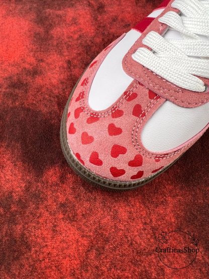 Samthtba Vintage Valentine Edition – Custom Red & Pink Heart Shoes – Romantic Streetwear Trainers