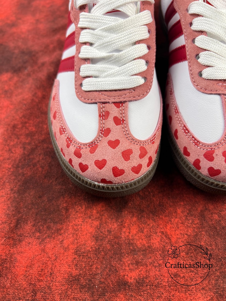 Samthtba Vintage Valentine Edition – Custom Red & Pink Heart Shoes – Romantic Streetwear Trainers