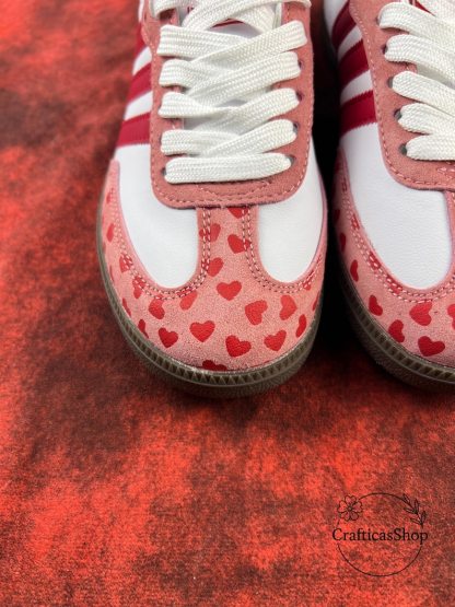 Samthtba Vintage Valentine Edition – Custom Red & Pink Heart Shoes – Romantic Streetwear Trainers