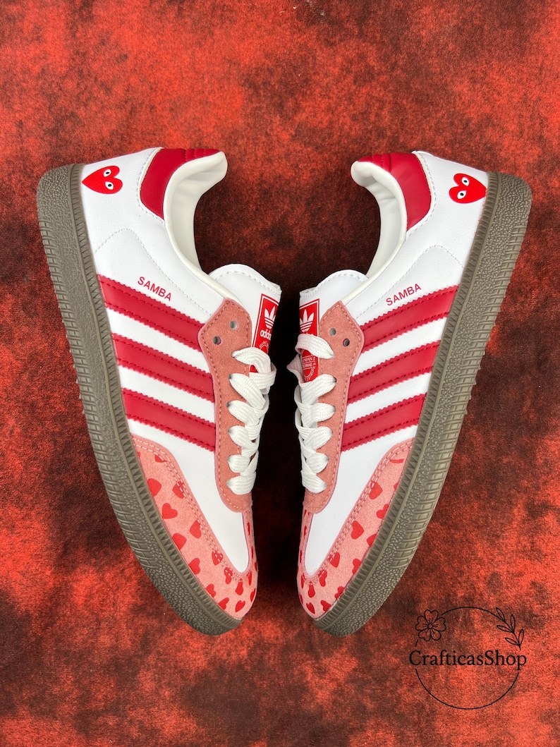 Samthtba Vintage Valentine Edition – Custom Red & Pink Heart Shoes – Romantic Streetwear Trainers