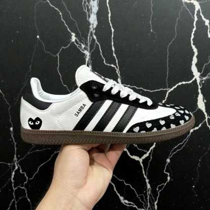Custom Samthtba-Style Sneakers — Black & white Heart Valentine Design