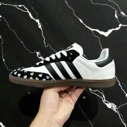 Custom Samthtba-Style Sneakers — Black & white Heart Valentine Design