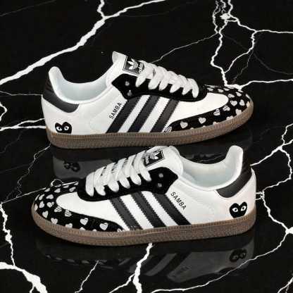 Custom Samthtba-Style Sneakers — Black & white Heart Valentine Design