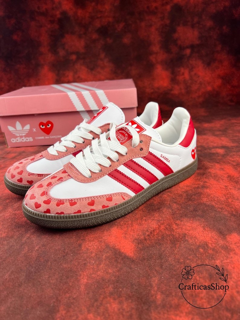 Samthtba Vintage Valentine Edition – Custom Red & Pink Heart Shoes – Romantic Streetwear Trainers