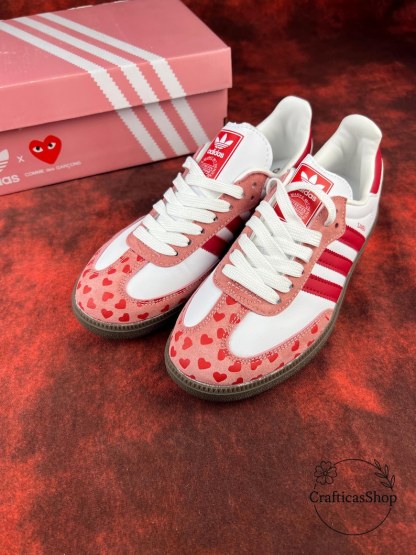 Samthtba Vintage Valentine Edition – Custom Red & Pink Heart Shoes – Romantic Streetwear Trainers
