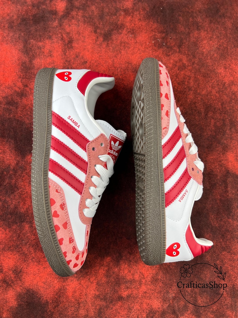 Samthtba Vintage Valentine Edition – Custom Red & Pink Heart Shoes – Romantic Streetwear Trainers