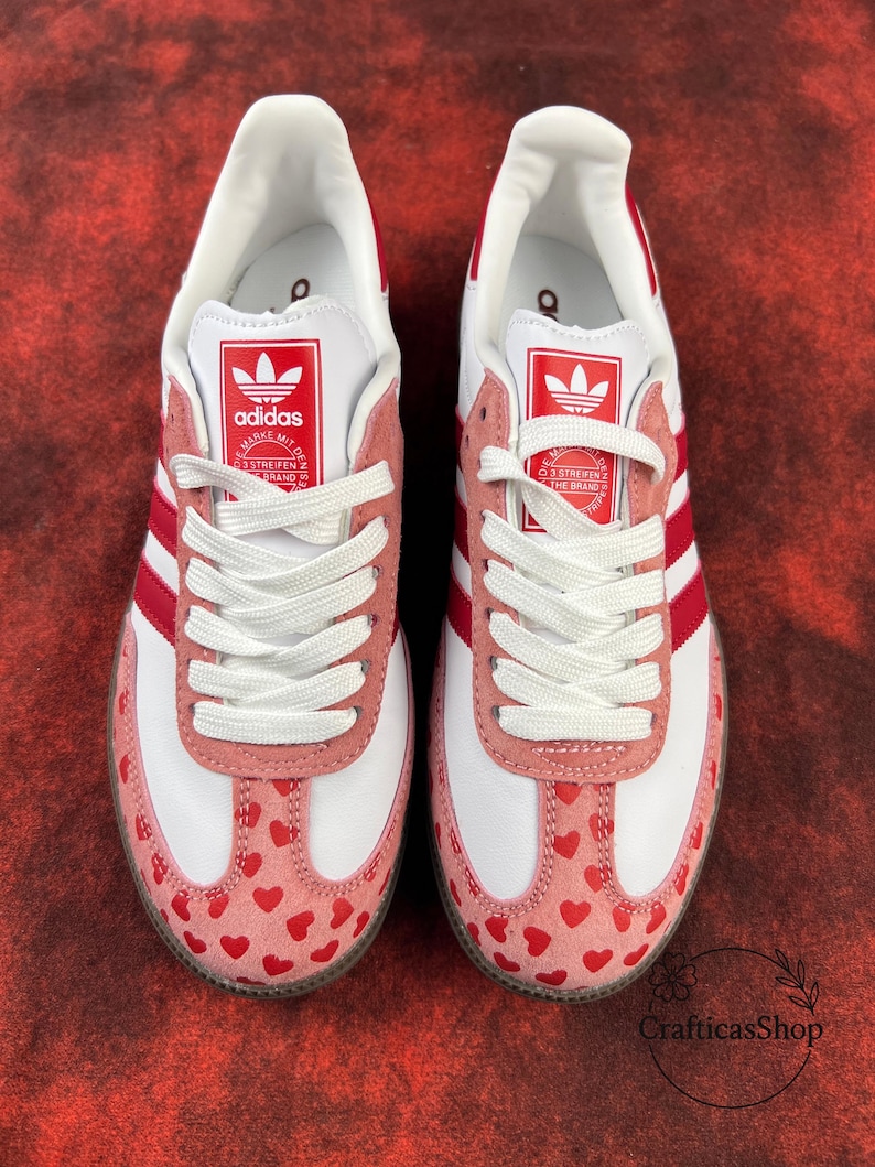 Samthtba Vintage Valentine Edition – Custom Red & Pink Heart Shoes – Romantic Streetwear Trainers