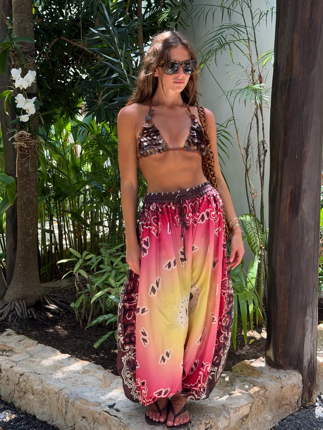 Ombré Bandana Print Wide-Leg Pants
