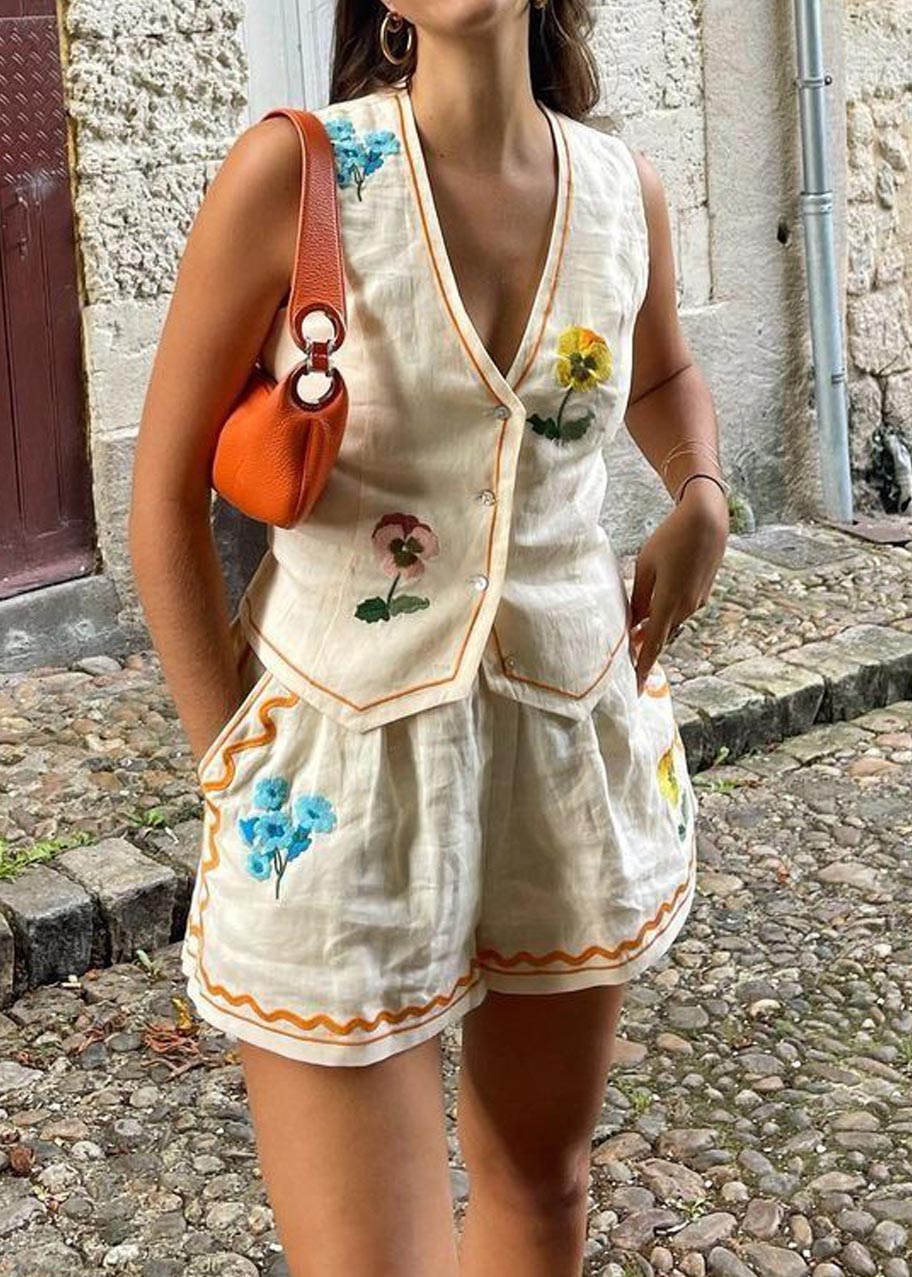 Sleeveless printed vest set