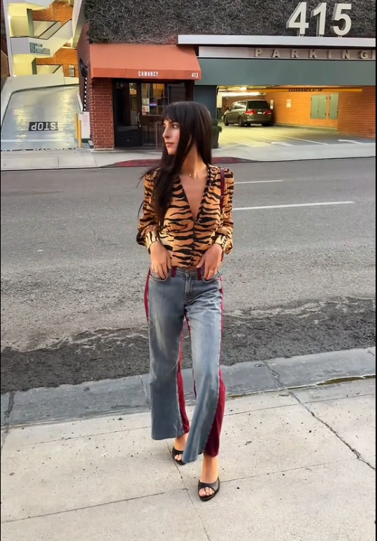 Red Velvet Denim Trousers