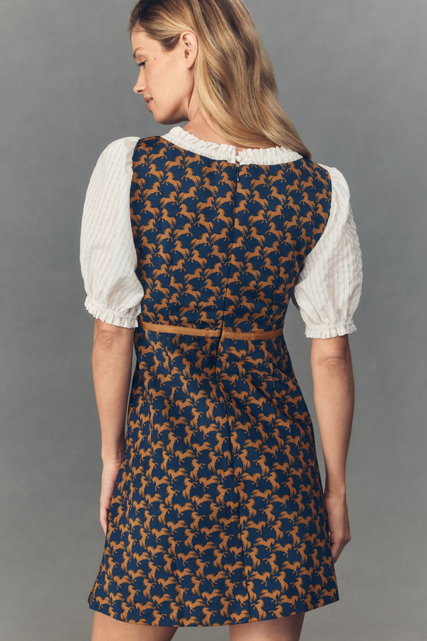 Puff-Sleeve Twofer Mini Dress