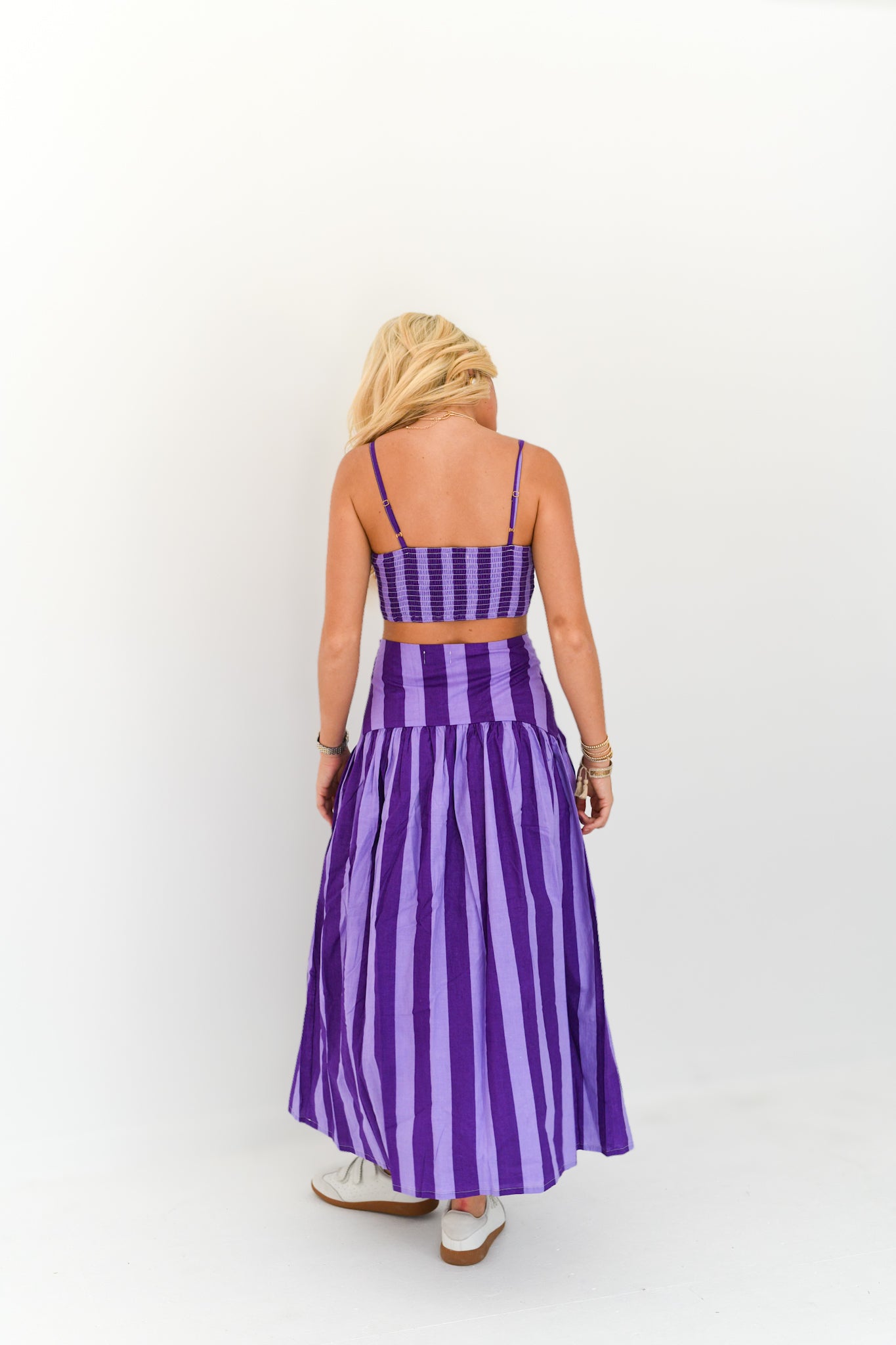 Iris Maxi Skirt Set - Purple Tone Stripes
