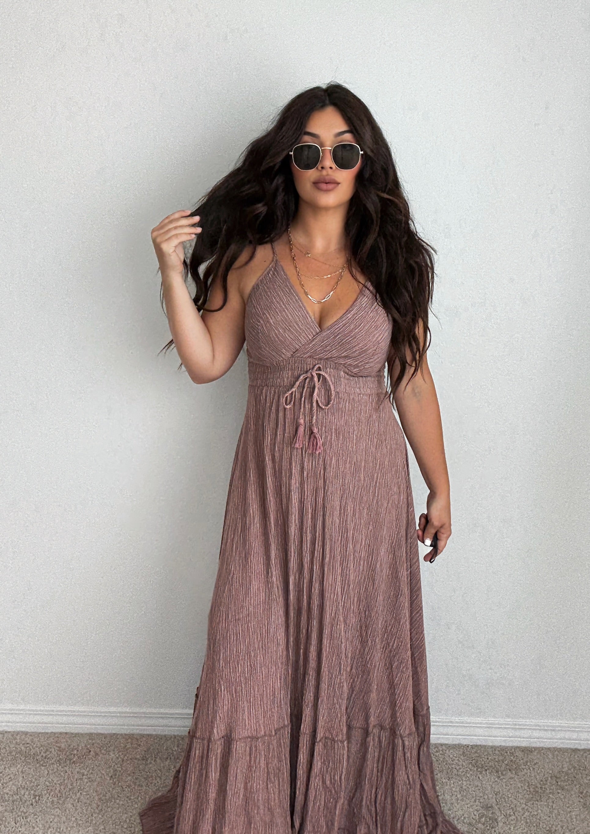 “Athens” Solid Boho ONE-SIZE Dress