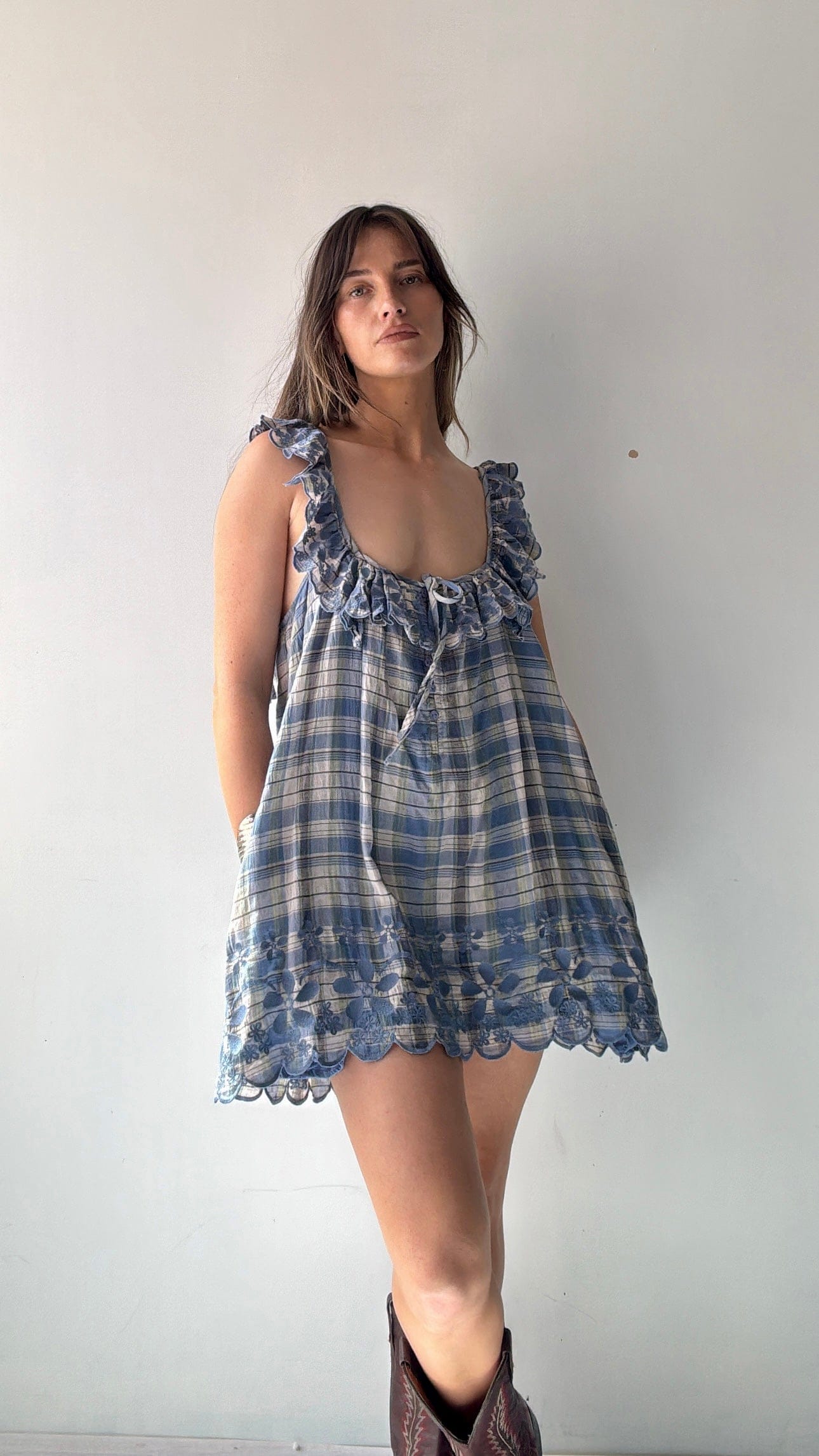 Free People Plaid Red Dress
