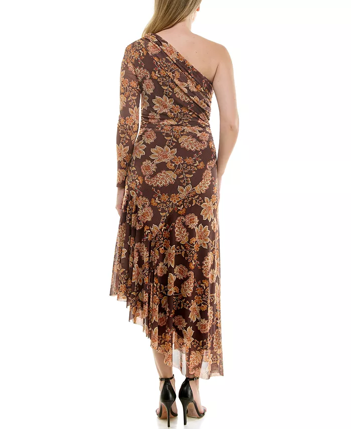 Women's One-Shoulder Asymmetric Mesh Dress