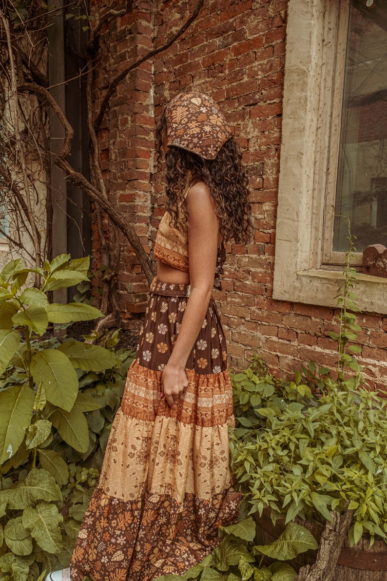 Bohemian Desert Solstice Tiered Soft Maxi Skirt