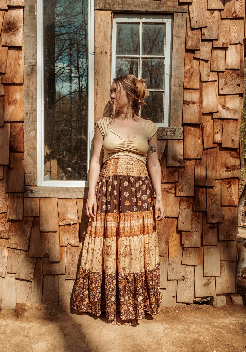Bohemian Desert Solstice Tiered Soft Maxi Skirt