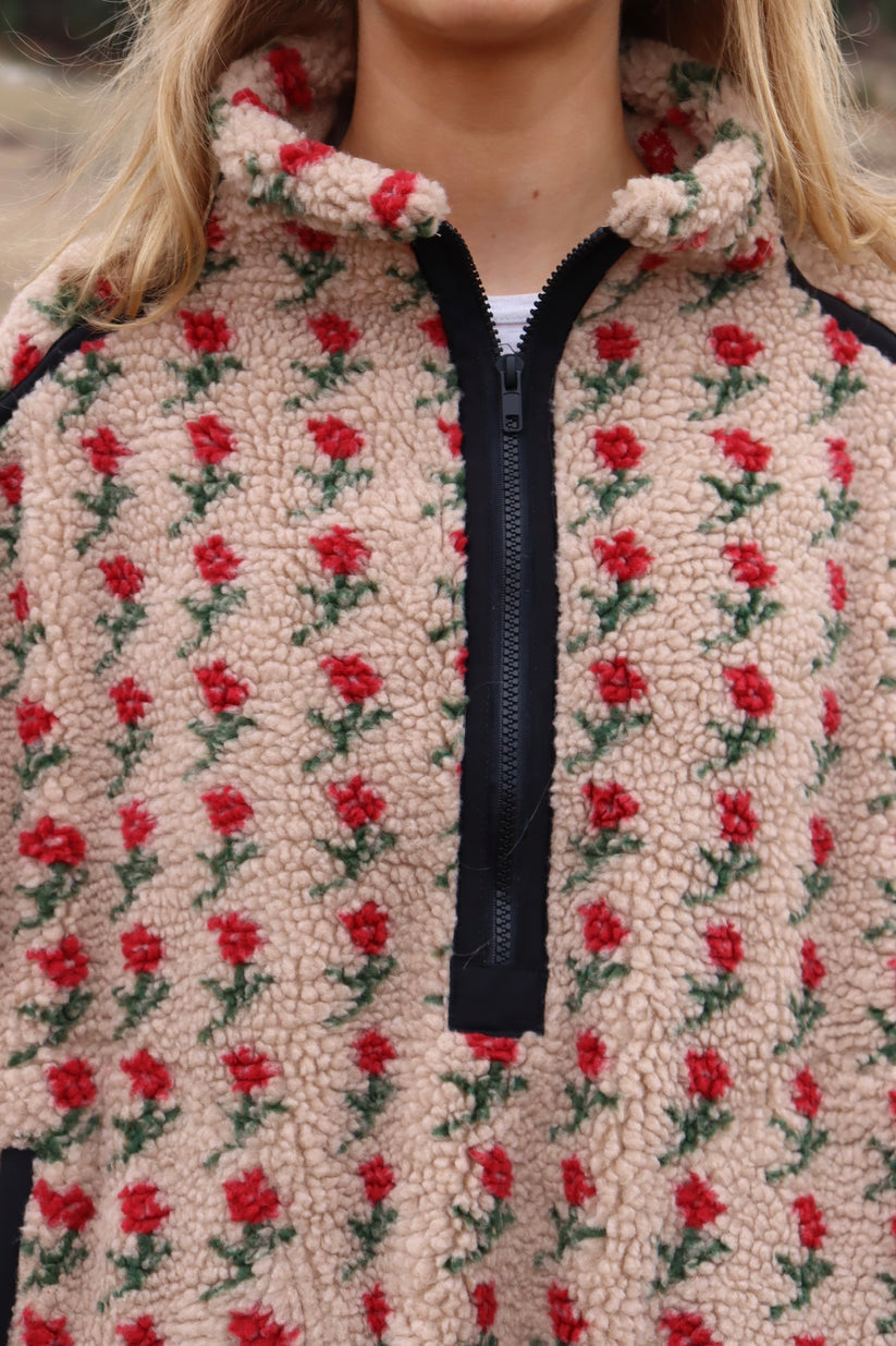 Floral Print Fleece Jacket