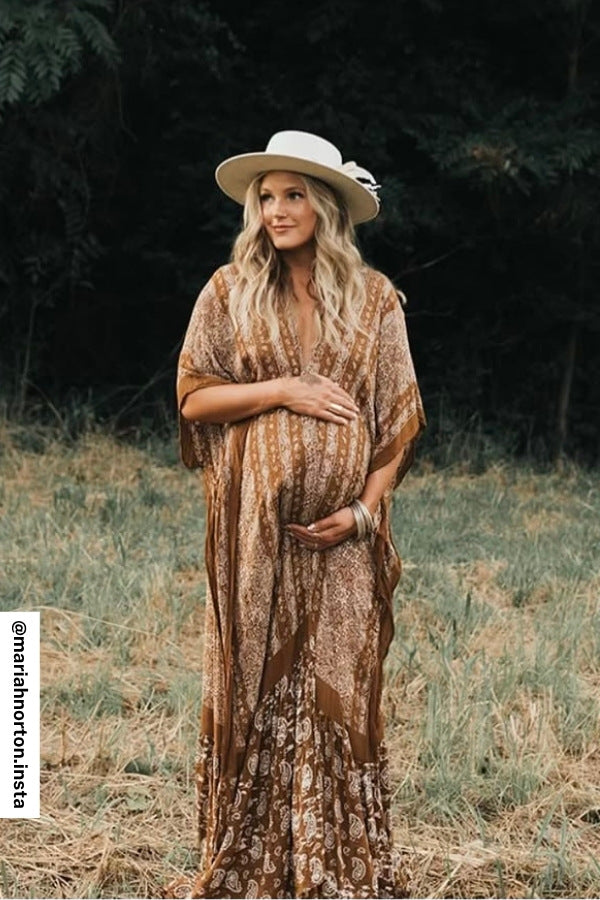 Paisley Tapestry Free Flow Duster Kimono - Brown