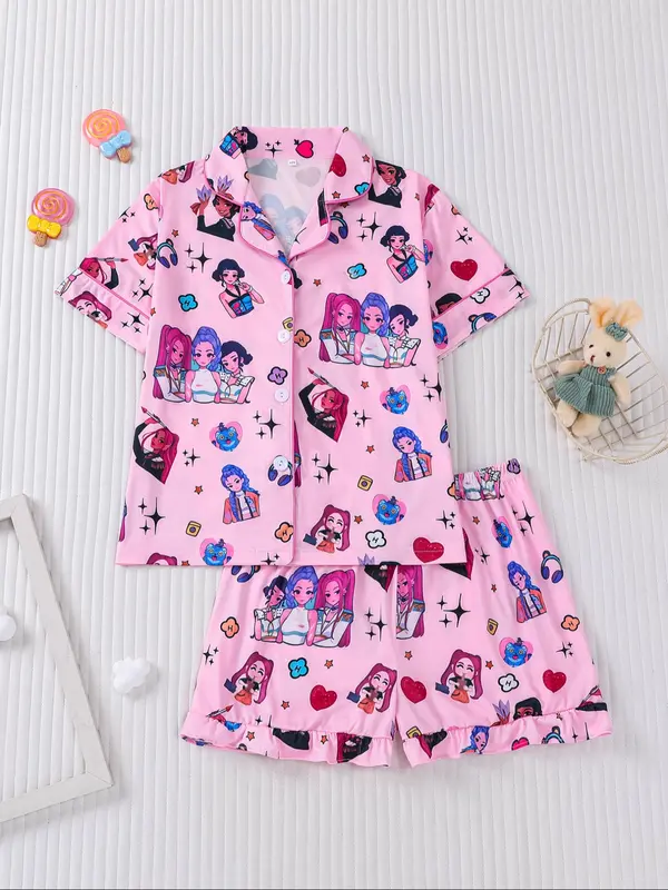New Girls' Cartoon Pajamas Set