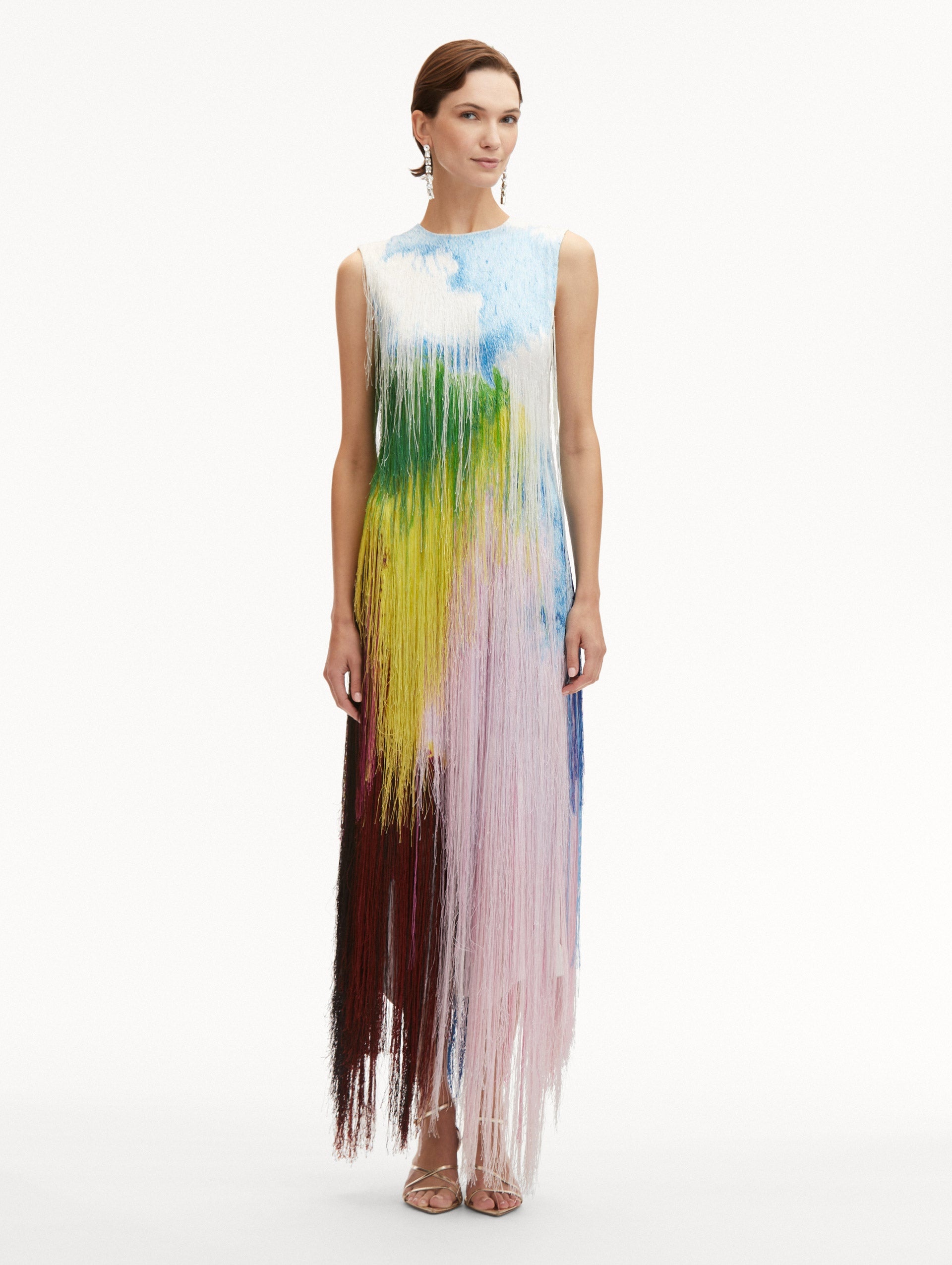 ABSTRACT WATERCOLOR FRINGE COCKTAIL DRESS