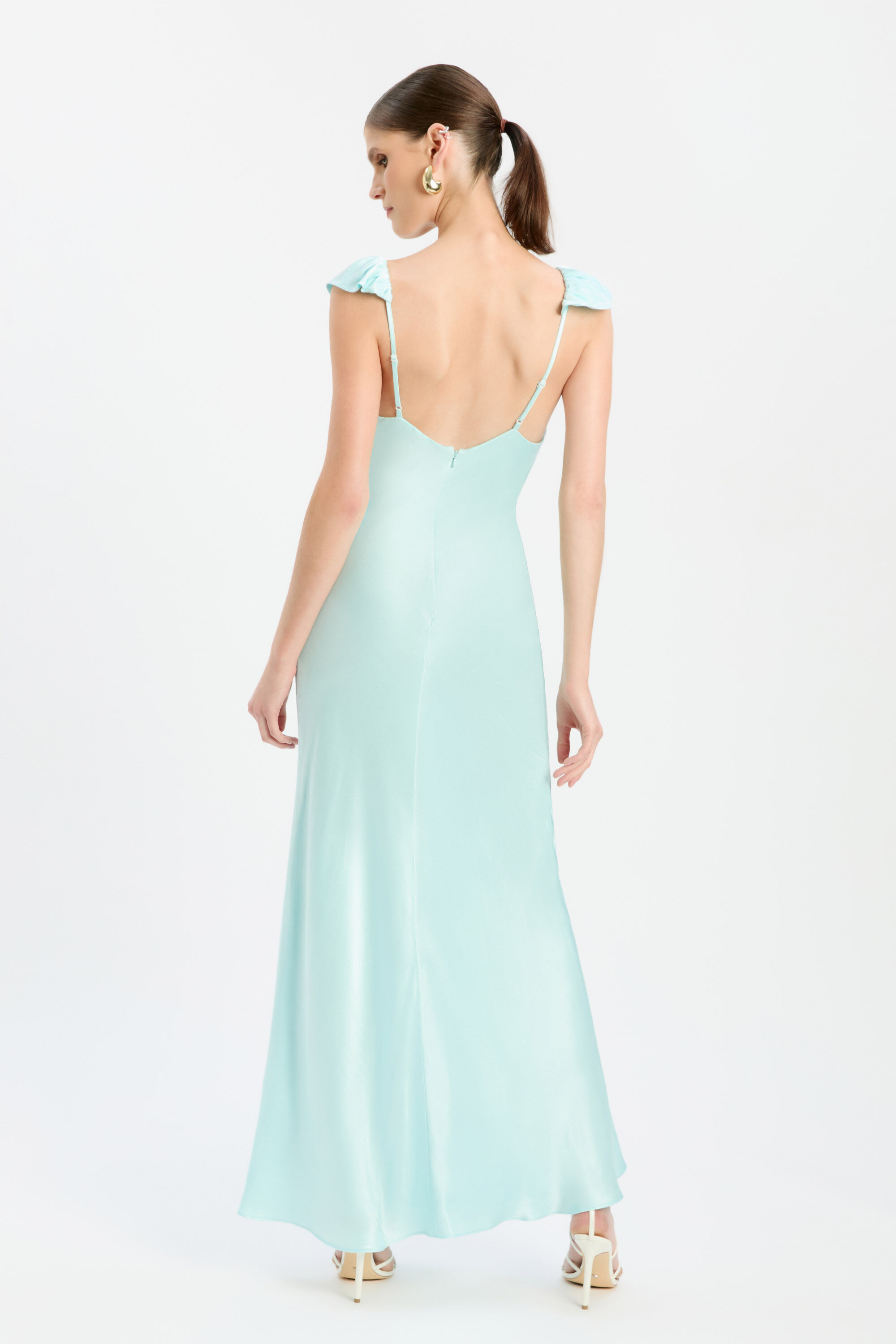 ivy lace detail maxi dress in aqua