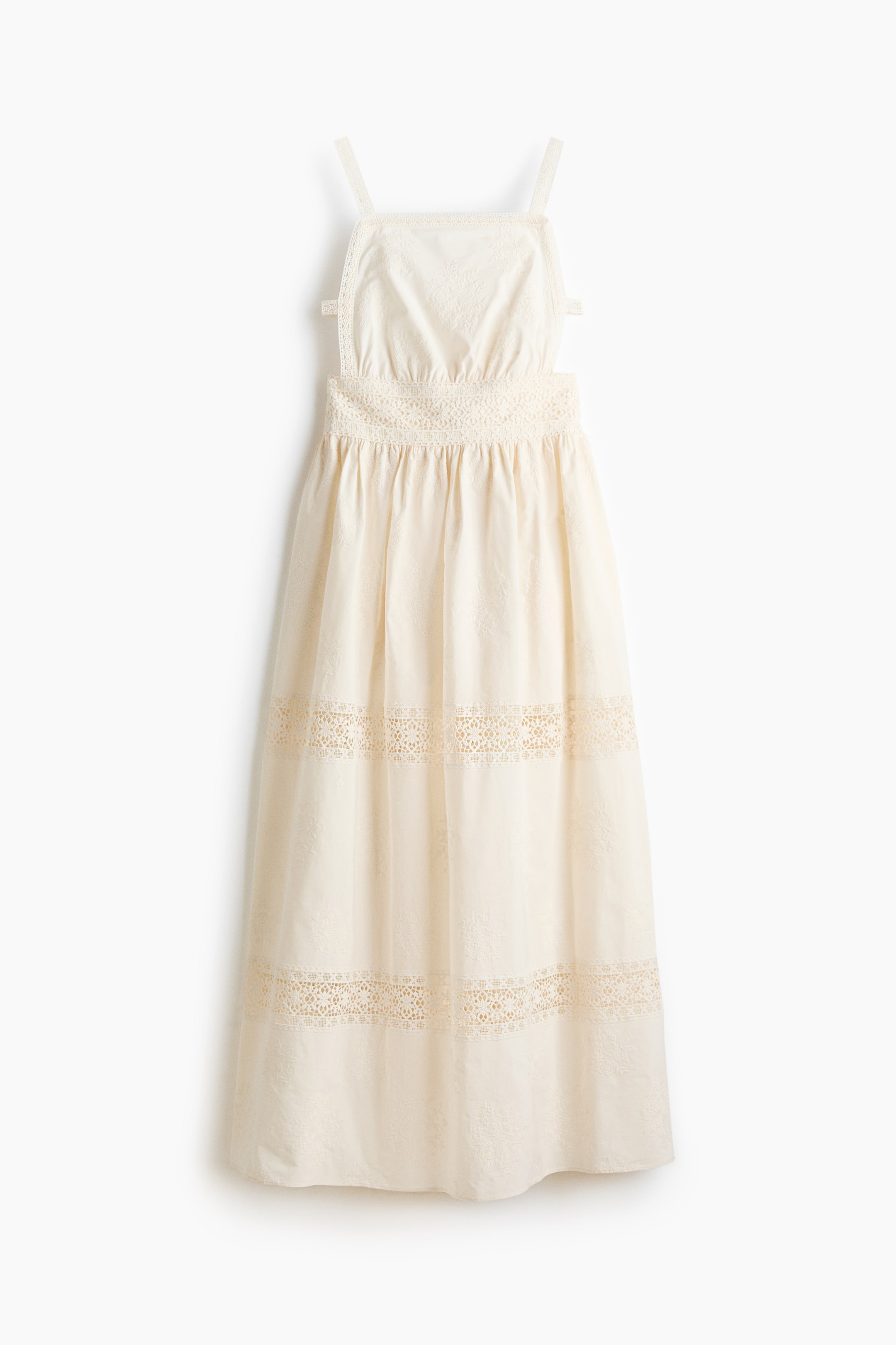 White Lace Embroidered Midi Sundress