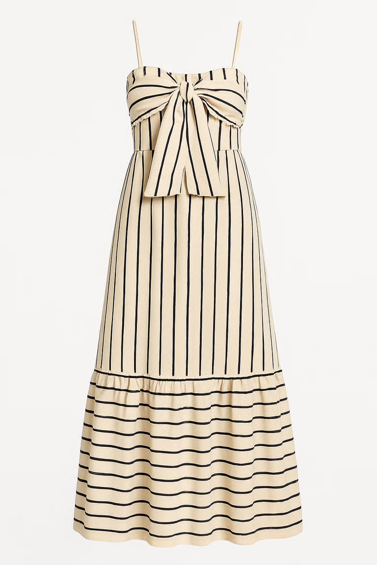 Sara Striped Strapless Maxi Dress - Nude/Black