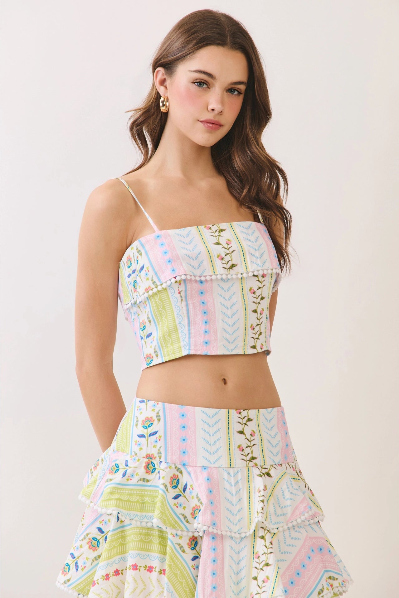 Floral Print Tiered Ruffle Maxi Skirt