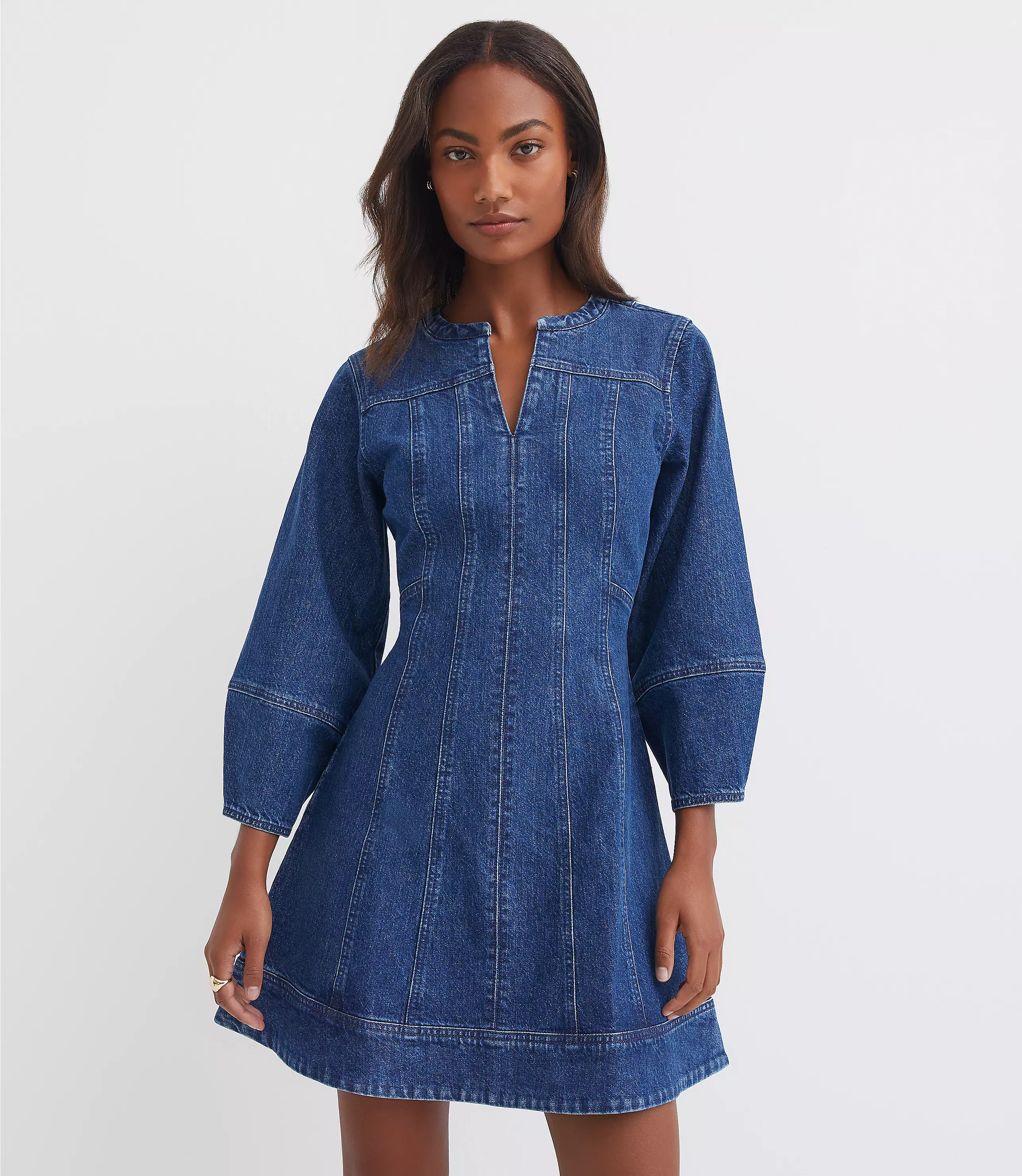 Denim Barrel Sleeve Mini Dress
