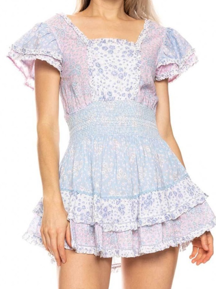 Floral Patchwork Short Cake Dress