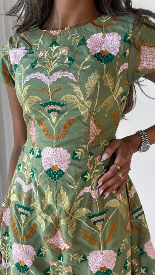 Floral Embroidered Fit-and-Flare Dress