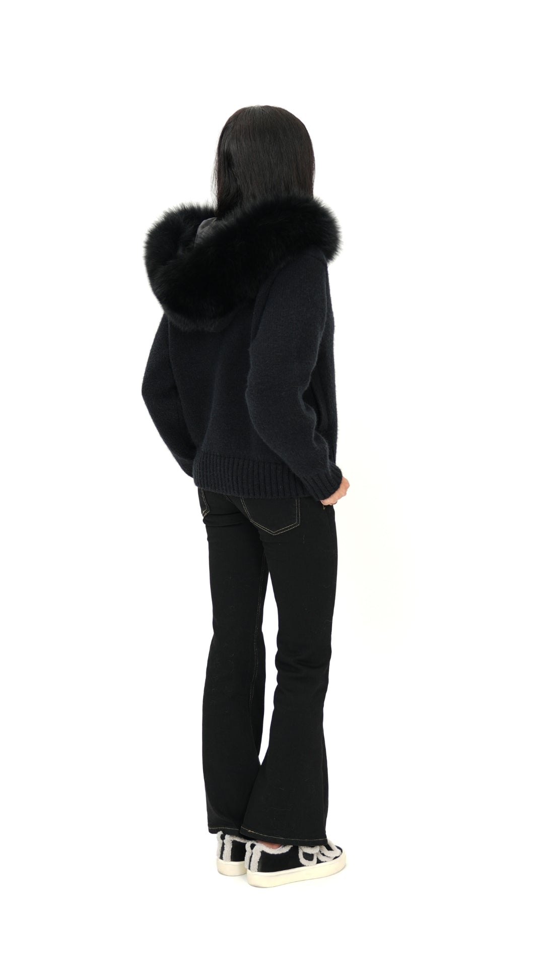 Fur Jacket Satin - Black