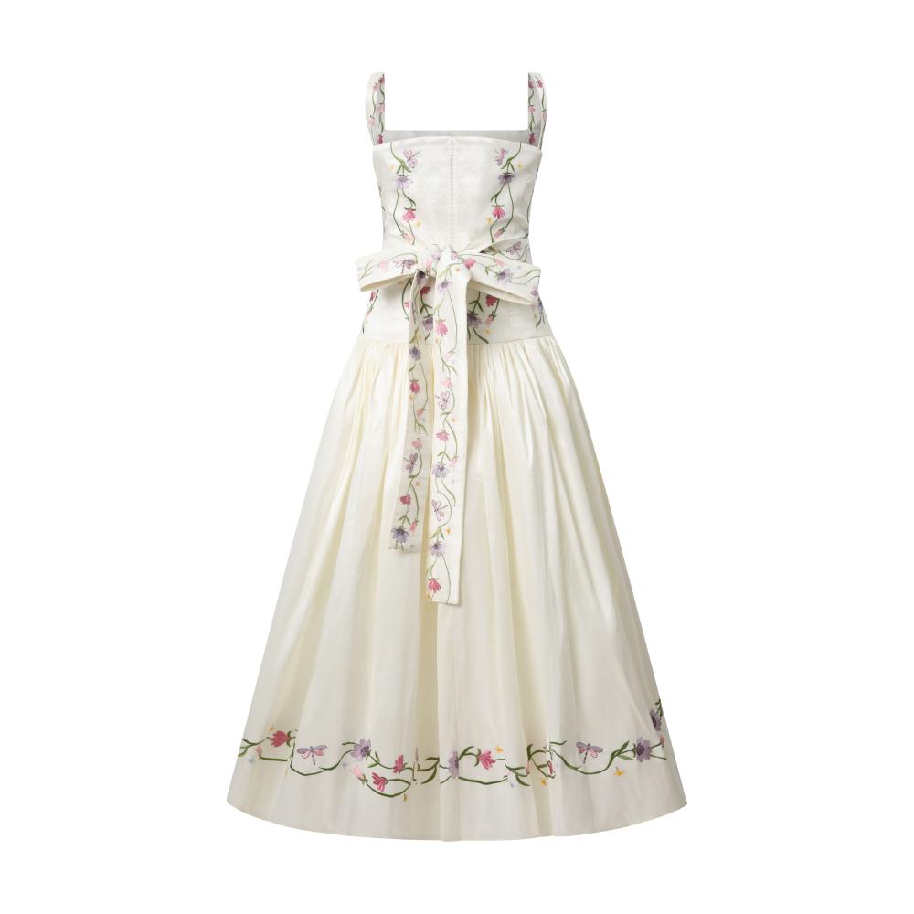 Elegant Floral Embroidered Corset Dress