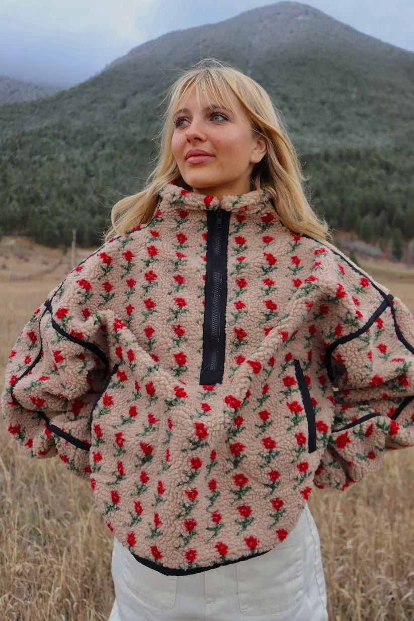 Floral Print Fleece Jacket