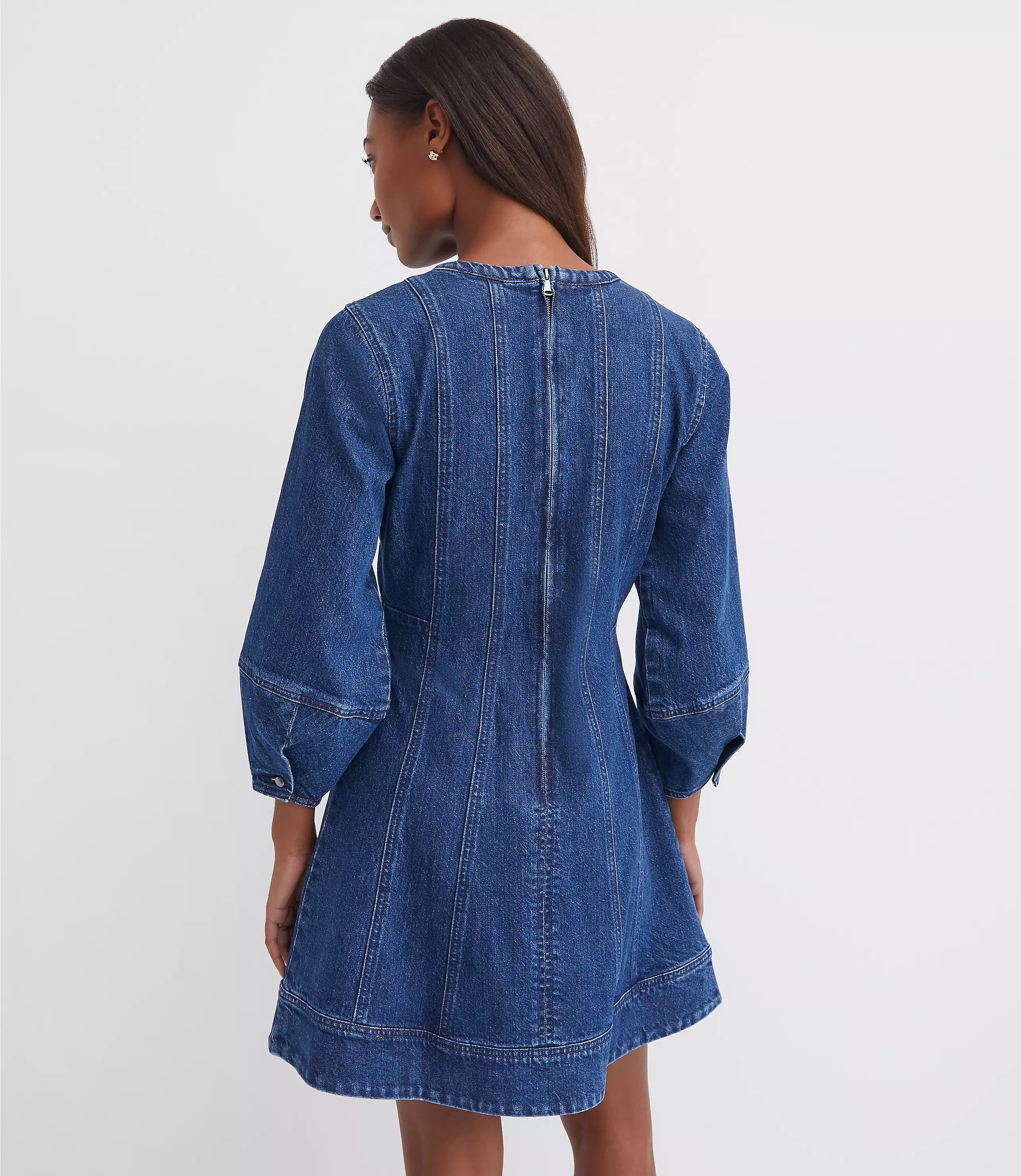 Denim Barrel Sleeve Mini Dress